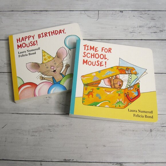 Time for School Mouse Happy Birthday Mouse Lot Infant Kids Board Book Numeroff - Picture 1 of 4